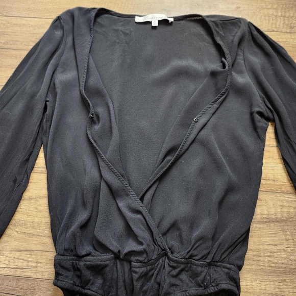 Lovers + Friends Women's Vision Long Sleeve Faux Wrap Bodysuit Black flowy S - Picture 8 of 16